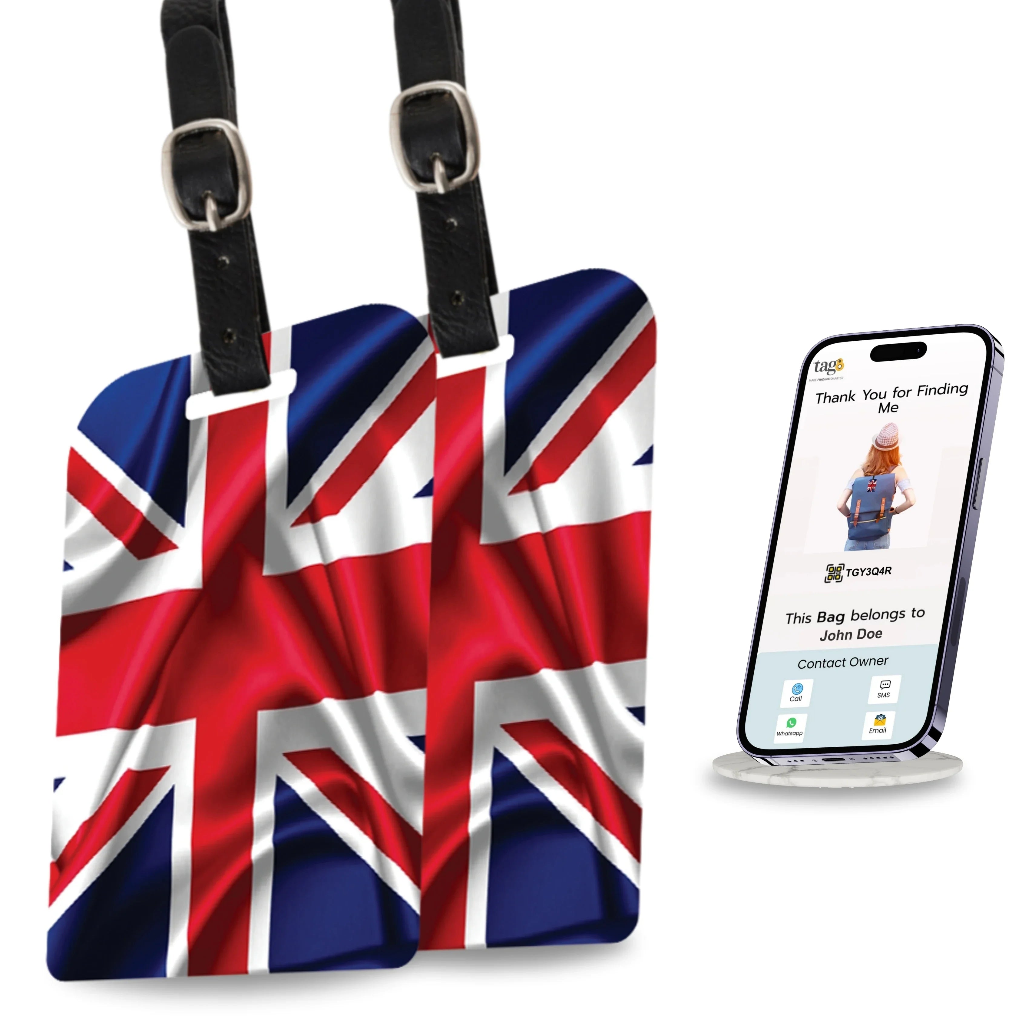 Smart Bag Security Tag - Great Britain Flag [Pack 2]-0