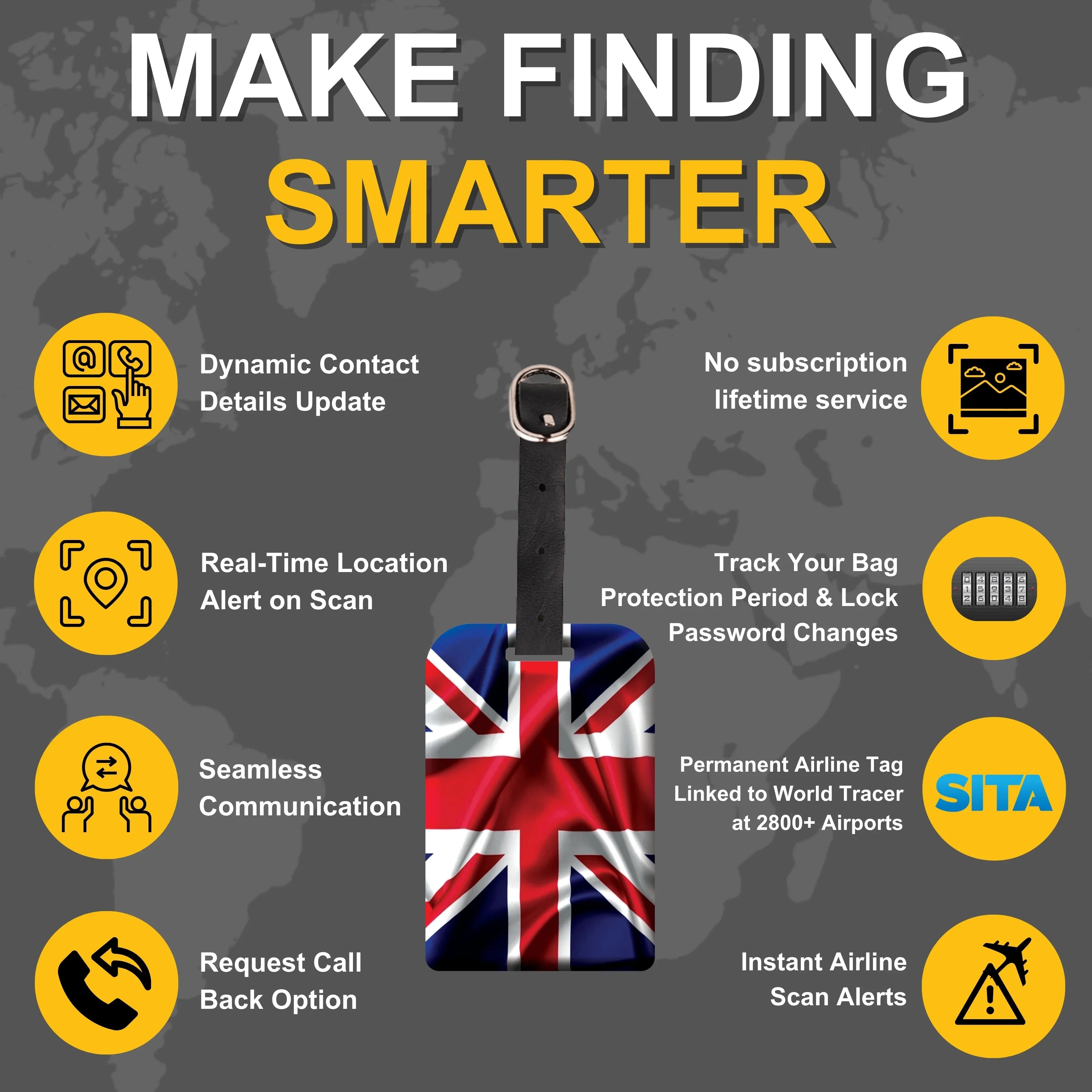 Smart Bag Security Tag - Great Britain Flag [Pack 2]-3