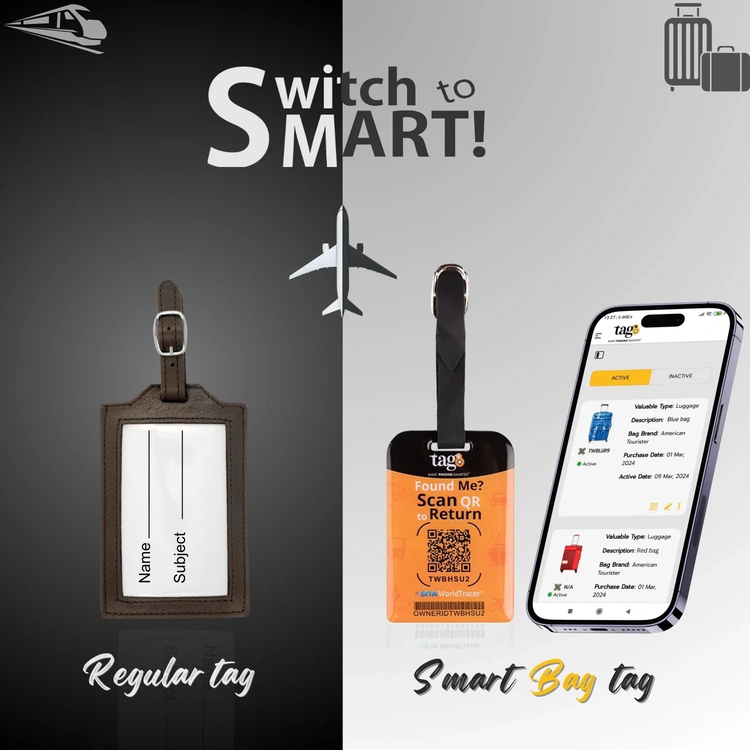 Smart Bag Tag - Travel Themes [Pack 2]-1
